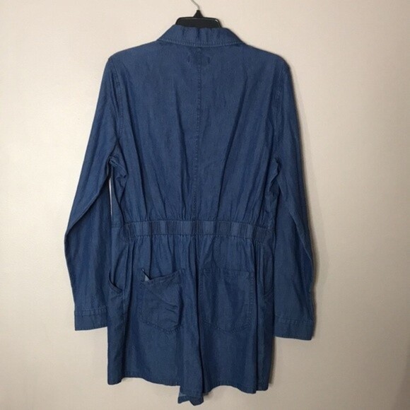 K/lab patched long sleeve button down denim romper size large - Picture 12 of 14